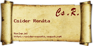 Csider Renáta névjegykártya